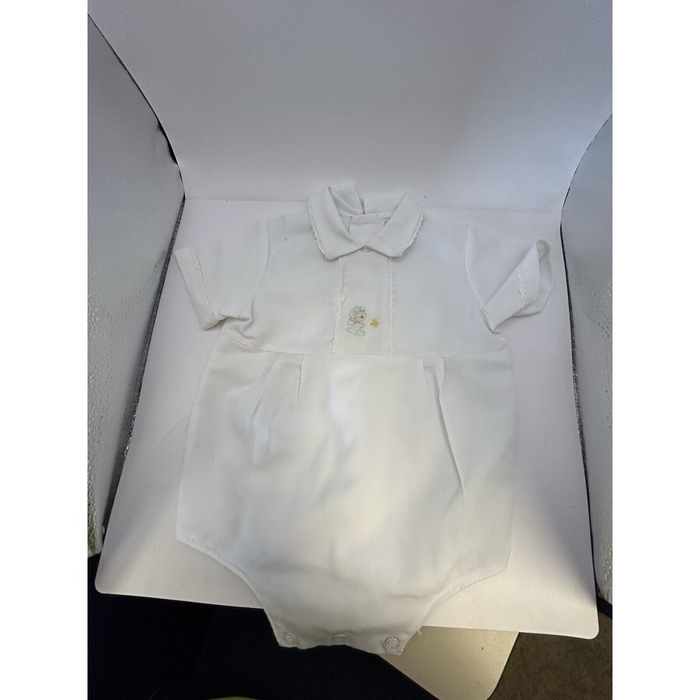 Vintage White 1-Pc Short Sleeve Romper By Grace Belton MO 60's Lamb